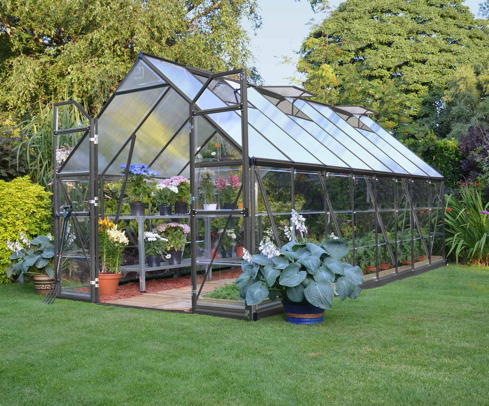 BALANCE 8'X16' GREENHOUSE 2.4mx4.8m GREY