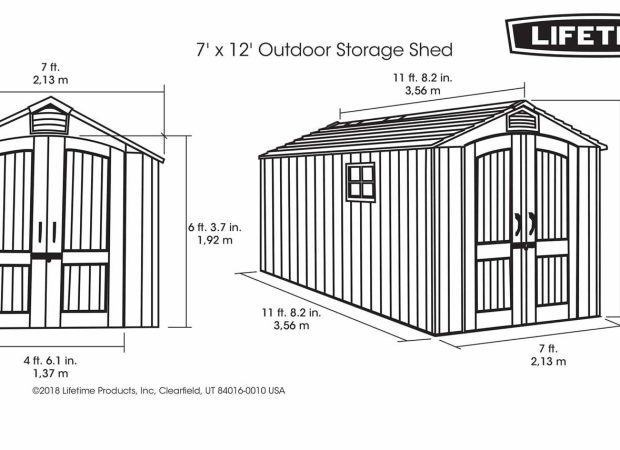 LIFETIME 7'x12' GARDEN SHED 2.1mx3.6m